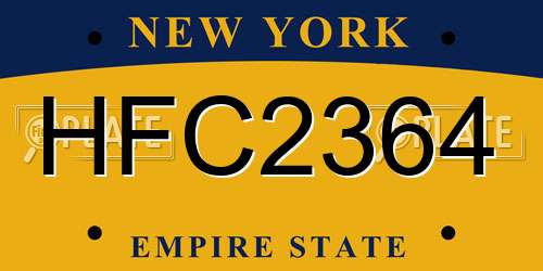HFC2364 New York License Plate