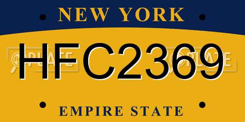HFC2369 New York License Plate