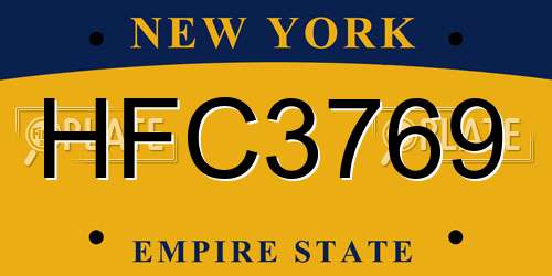 HFC3769 New York License Plate