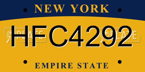 HFC4292 New York License Plate