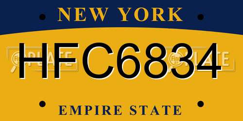 HFC6834 New York License Plate