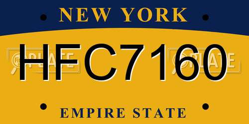 HFC7160 New York License Plate