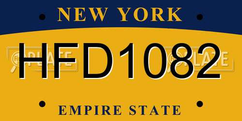 HFD1082 New York License Plate