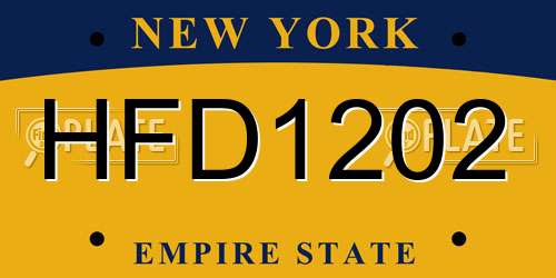 HFD1202 New York License Plate