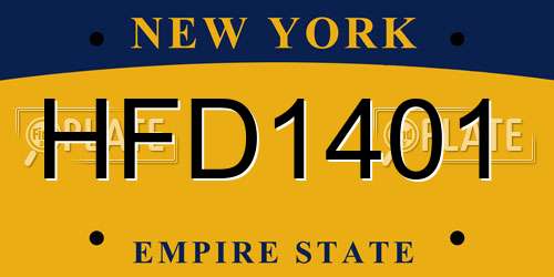 HFD1401 New York License Plate