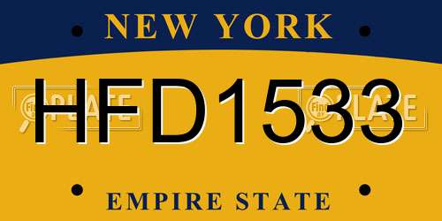 HFD1533 New York License Plate