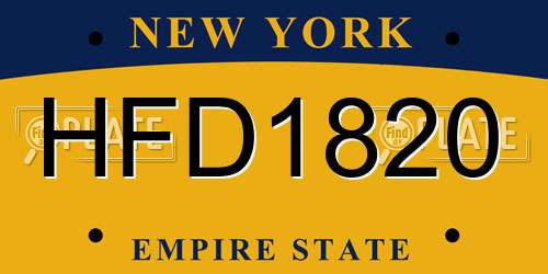 HFD1820 New York License Plate