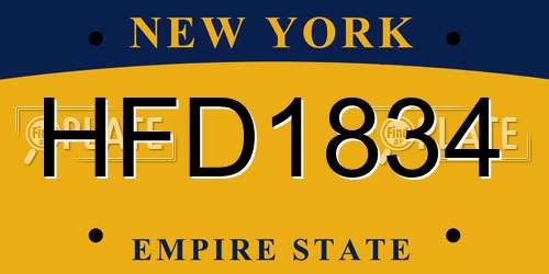 HFD1834 New York License Plate