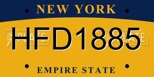 HFD1885 New York License Plate