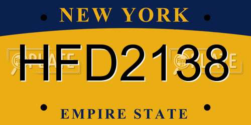 HFD2138 New York License Plate