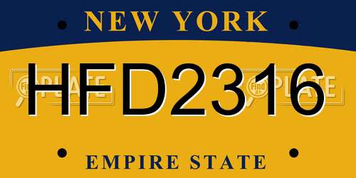HFD2316 New York License Plate