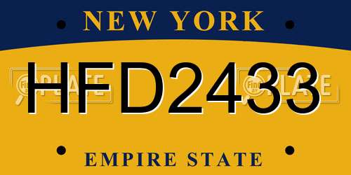 HFD2433 New York License Plate