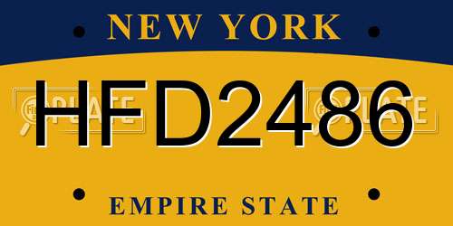 HFD2486 New York License Plate