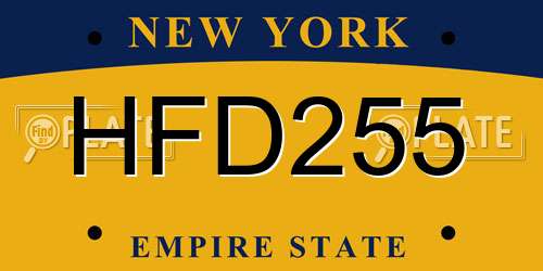 HFD255 New York License Plate