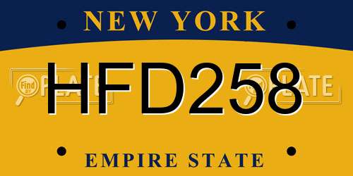 HFD258 New York License Plate