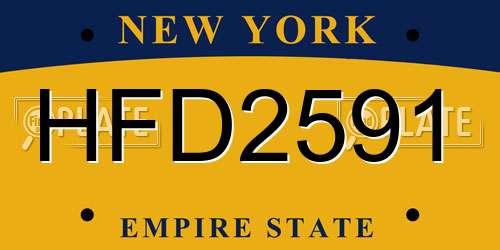 HFD2591 New York License Plate