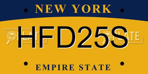 HFD25S New York License Plate