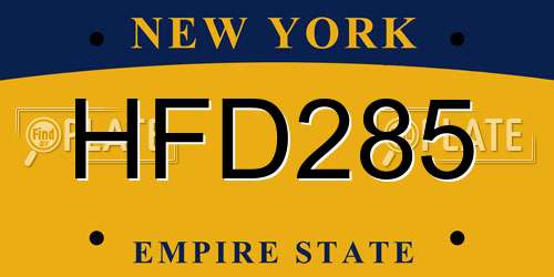 HFD285 New York License Plate
