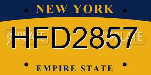 HFD2857 New York License Plate