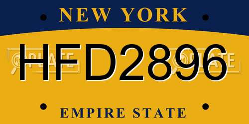 HFD2896 New York License Plate