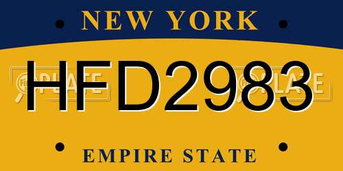 HFD2983 New York License Plate