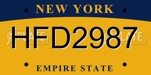 HFD2987 New York License Plate