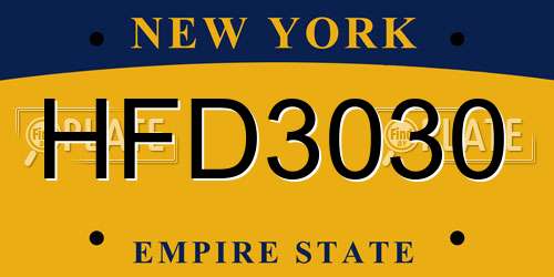 HFD3030 New York License Plate