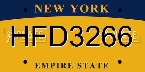 HFD3266 New York License Plate