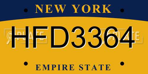 HFD3364 New York License Plate
