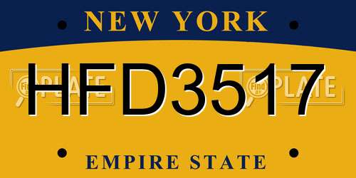 HFD3517 New York License Plate