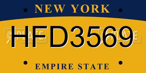 HFD3569 New York License Plate