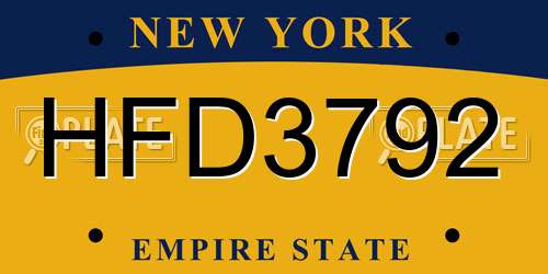 HFD3792 New York License Plate
