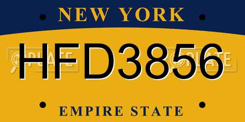 HFD3856 New York License Plate