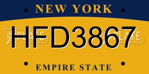 HFD3867 New York License Plate