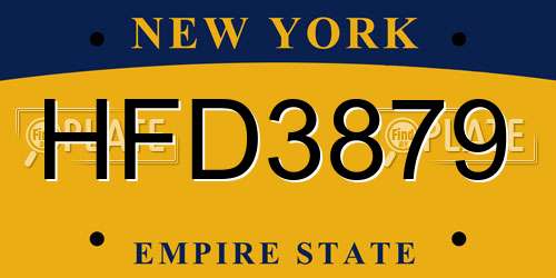 HFD3879 New York License Plate