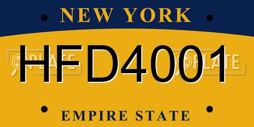 HFD4001 New York License Plate