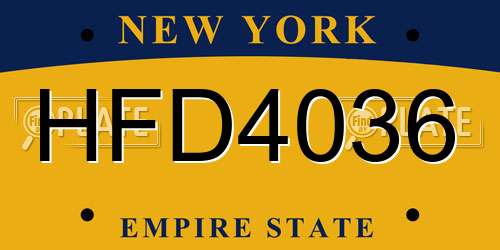 HFD4036 New York License Plate