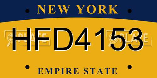 HFD4153 New York License Plate