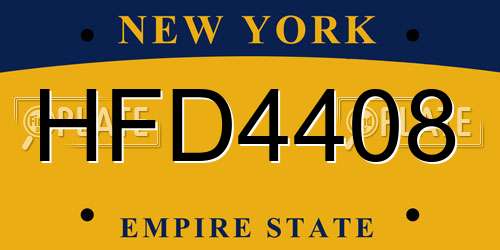 HFD4408 New York License Plate