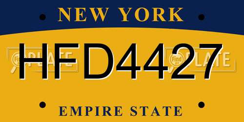 HFD4427 New York License Plate