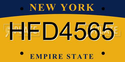 HFD4565 New York License Plate