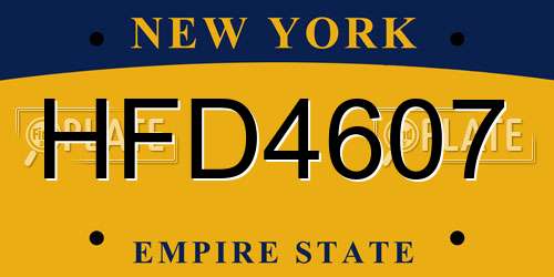 HFD4607 New York License Plate