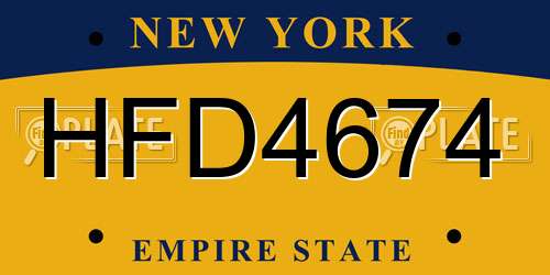HFD4674 New York License Plate