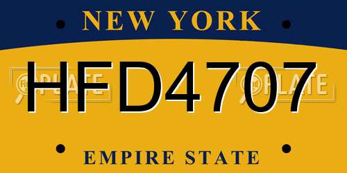 HFD4707 New York License Plate
