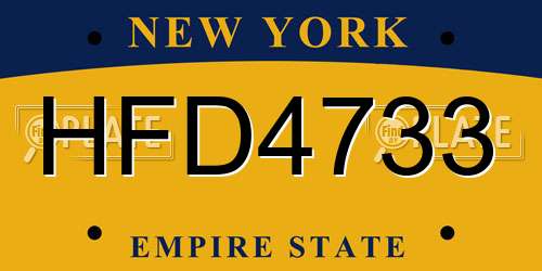 HFD4733 New York License Plate
