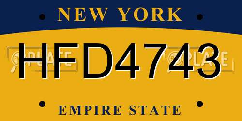 HFD4743 New York License Plate