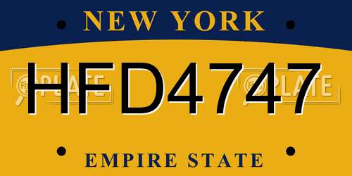 HFD4747 New York License Plate