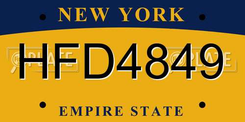 HFD4849 New York License Plate