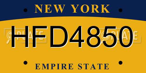 HFD4850 New York License Plate