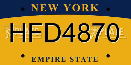 HFD4870 New York License Plate